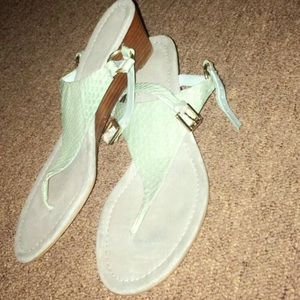 Teal heeled sandals
